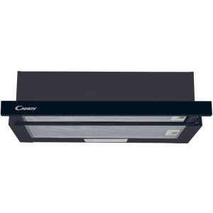 Hota incorporabila Candy telescopica CBT60RBG, Putere de absorbtie 402 m3/h, 2 trepte de viteza, Iluminare LED, Clasa C, 60 cm, Negru