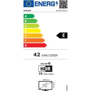 Philips Smart TV 43PUS7000/12 Seria PUS7000/12 108cm negru 4K UHD HDR