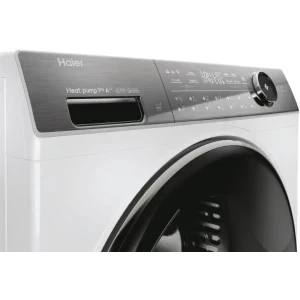 Haier HD90-A3Q979U1-S, Pompa de caldura, 9 kg, Clasa C, Inverter, I-Refresh, hOn, Iluminare interioara, Alb
