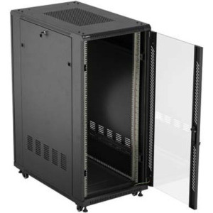 Lanberg FF01-6027-12B 27U, Stand alone, 600 x 1000, Glass door, Panouri laterale detasabile, Negru