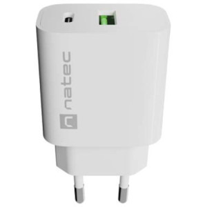 Natec Ribera, 1x USB-A, 1x USB-C, 20 W, White