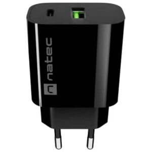 Natec Ribera, 1x USB-A, 1x USB-C, 20 W, Black