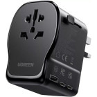 Ugreen GaN 65W, 2x USB-C, 1x USB, 3-Pin US/UK/EU/AUS/CN, Black