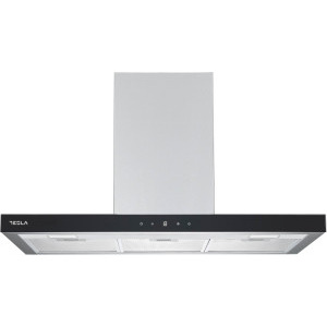 Hota Tesla decorativa DC900AXB, Putere de absorbtie 630 m3/h, 3 trepte de viteza, Iluminare LED, 90 cm, Inox/Negru