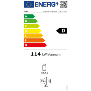 Beko B5RLNE365HDXB, 365 L, Clasa D, No Frost, ProSmart Inverter, HarvestFresh, AeroFlow, EverFresh+, Dozator apa, Control electronic, 186 cm, Inox