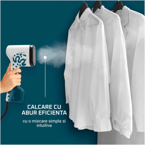 Tefal Aparat de calcat vertical cu abur Pure Pop DT2040E1, 1300W, 20g/min, Alb/Albastru