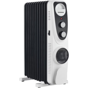 Heinner Calorifer electric HOH-MVT11WH-BK, 2300 W, 11 elementi, Cu ulei, 3 trepte, Termostat ajustabil, Ventilare, Negru/Alb