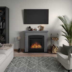 TAGU Semineu Helmi Solid Grey cu focar electric PowerFlame, 23 inch