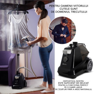 Suporto Aparat de calcat cu abur Steamer R3, 2200W, 45g/min, Negru