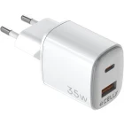 Incarcator retea Celly 1x USB-C, 1x USB, Quick Charge 35 W, GaN, White