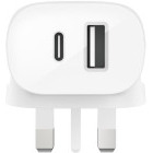 Incarcator retea Belkin Boost Charge, 1x USB-C, 1x USB, Quick Charge 37 W, White