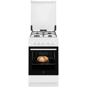 Electrolux LKG504015W, Gaz, 4 arzatoare, Sistem de siguranta, Aprindere integrata, Autocuratare catalitica, Timer, Grill, Clasa A, 50 cm, Alb