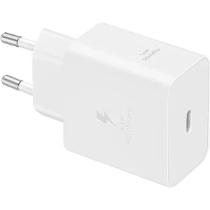 Samsung EP-T4511XWEGEU, 1x USB-C, Quick Charge 45 W, White + Cablu USB-C