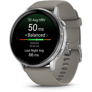 Garmin Venu 4, 45mm AMOLED curea silicon Silver/Silver gray