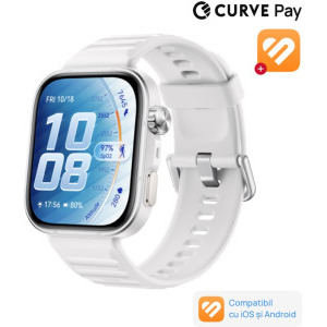 Huawei Watch Fit 5 Pro, White cu White Fluoroelastomer Strap + 3 Months Health+