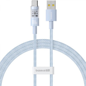 Cablu de date / adaptor Baseus Gem, USB Male la USB-C Male, 100W, 2 m, Blue