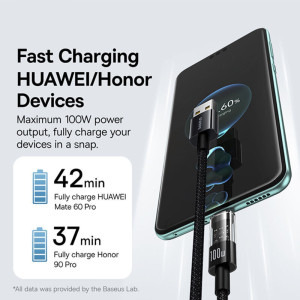 Baseus Gem, USB Male la USB-C Male, 100W, 2 m, Black