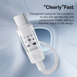 Baseus Gem, USB-C Male la USB-C Male, 100W, 2 m, White