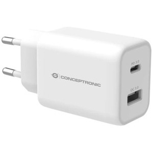 Incarcator retea Conceptronic 1x USB-C, 1x USB, PD 33W, QC 3.0, White