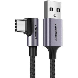 Cablu de date / adaptor Ugreen US284, USB Male la USB-C Male, Angled, 2 m, Black