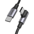 Cablu de date / adaptor Ugreen US334, USB-C Male la USB-C Male, Angled, 100 W, 2 m, Black