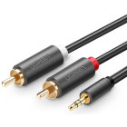 Cablu audio Ugreen AV102, 1x Jack 3.5 mm Male - 2x RCA Male, 3 m, Negru