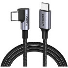 Cablu de date / adaptor Ugreen US255, USB-C Male la USB-C Male, Angled, 60 W, 3 m, Black