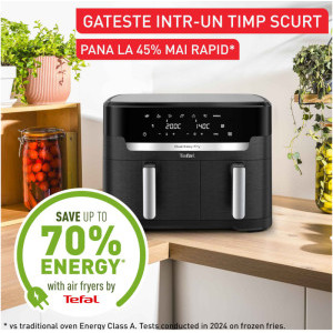 Tefal Friteuza cu aer cald Dual Easy Fry XXL EY9428E0, 2700W, 6.5 L + 4.5L, Negru