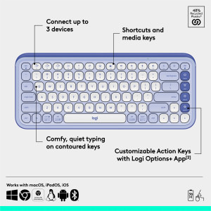 Logitech Pop Icon Keys, Bluetooth, Lilac
