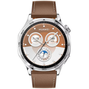 Huawei Watch GT 5, 46mm Tarnish Stainless Steel, curea Brown Composite Leather