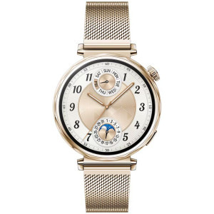 Huawei Watch GT 5, 41mm Pale Gold Stainless Steel, curea Gold Milanese
