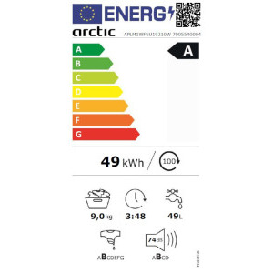 Arctic APLM1WFSU19210W, 9 kg, 1200 RPM, Clasa A, Silent Inverter, Drum Clean+, Steam, Add-In, Alb