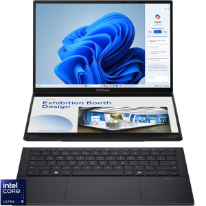 Laptop ASUS 14 Zenbook Duo OLED UX8406CA, 3K 120Hz Touch, Procesor Intel® Core™ Ultra 9 285H (24M Cache, up to 5.40 GHz), 32GB LPDDR5X, 2TB SSD, Intel Arc 140T, Win 11 Pro, Inkwell Gray