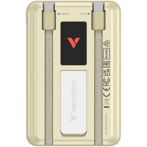 Verbatim Charge 'n' Go, 10000 mAh, 1x USB-C, 22.5 W, MagSafe, Display, 2x Cabluri USB-C integrate, Gold