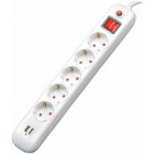 Priza/prelungitor Spacer Externsion 3m, 2x USB, 5x Schuko, White