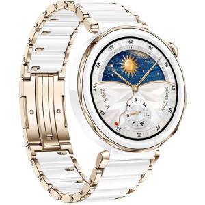 Huawei Watch GT 5 Pro, 42mm Ceramic White-Gold, curea White Ceramic