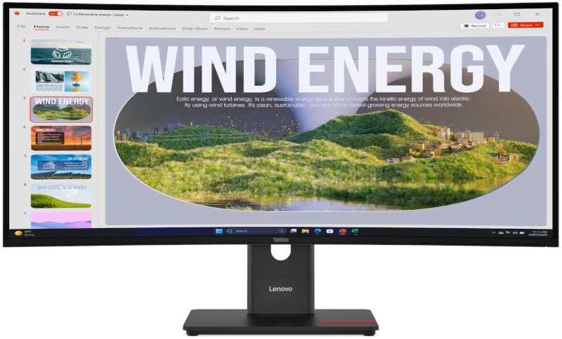 Monitor LED Lenovo ThinkVision T34WD-40 Curbat 34 inch UWQHD VA 4 ms 120 Hz USB-C