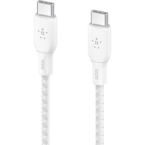 Belkin BoostCharge Braided, USB-C Male la USB-C Male, 100W 3m, White