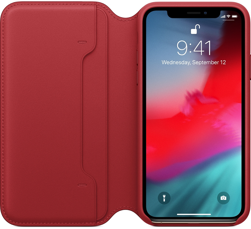 Apple Protectie de tip Book, material piele, pentru iPhone Xs, culoare Red
