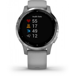 Garmin Vivoactive 4S, argintiu, curea silicon gri, GPS + HR