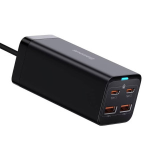 Baseus GaN3 Pro, 2x USB, 2x USB-C, Quick Charge 100W, Black + Cablu USB-C