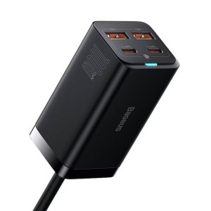 Baseus GaN3 Pro, 2x USB, 2x USB-C, Quick Charge 100W, Black + Cablu USB-C