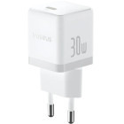 Incarcator retea Baseus Palm, Quick Charge 30W, 1x USB-C, White + cablu USB Type-C la USB Type-C 1m
