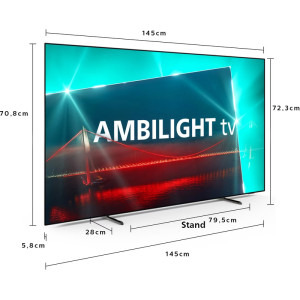Philips Smart TV 65OLED718/12 Seria OLED718/12 164cm 4K UHD HDR Ambilight pe 3 laturi