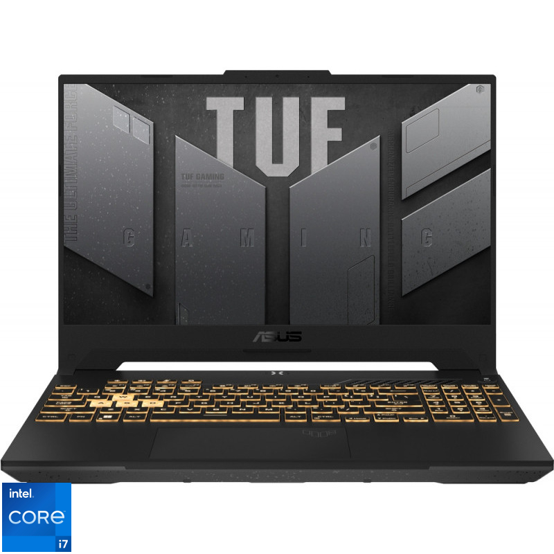 Laptop ASUS Gaming 15.6'' TUF F15 FX507ZE, FHD 144Hz, Procesor Intel® Core™ i7-12700H (24M Cache, up to 4.70 GHz), 16GB DDR5, 1TB SSD, GeForce RTX 3050 Ti 4GB, No OS, Mecha Gray