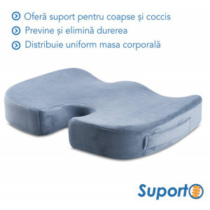 Suporto Perna ortopedica sezut pentru scaun din spuma cu memorie, Gri