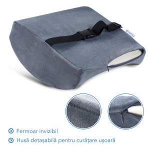 Suporto Perna ortopedica lombara pentru scaun din spuma cu memorie, Gri