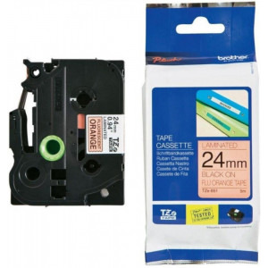 Brother Banda Laminata 24 mm black on fluorescent orange