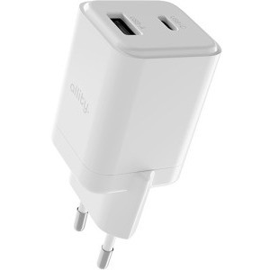 Incarcator retea Allity ATC-01-30WAC, 1x USB-C, 1x USB, Quick Charge 30 W, GaN, White