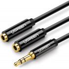 Cablu de date / adaptor Ugreen Adaptor, Jack 3.5 mm Male la 2x Jack 3.5 mm Female, 0.25 m, Black